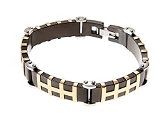 Blackjack Jewelry Gold/Black S.Steel Waffle Link Bracelet