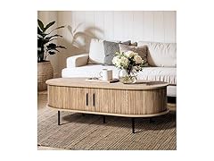 LuxenHome Oval Coffee Table with Storage