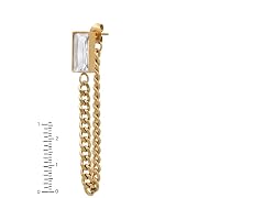 18K Gold Baguette CZ Drop Earrings