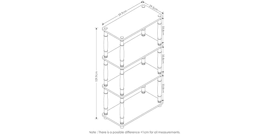 Carrello TV Furinno Turn-N-Tube A 4 Ripiani - Grigio/Nero, Montaggio Facile Senza Attrezzi