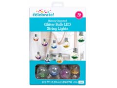 Celebrate Battery Operated Glitter 10 Bulb LED String Lights