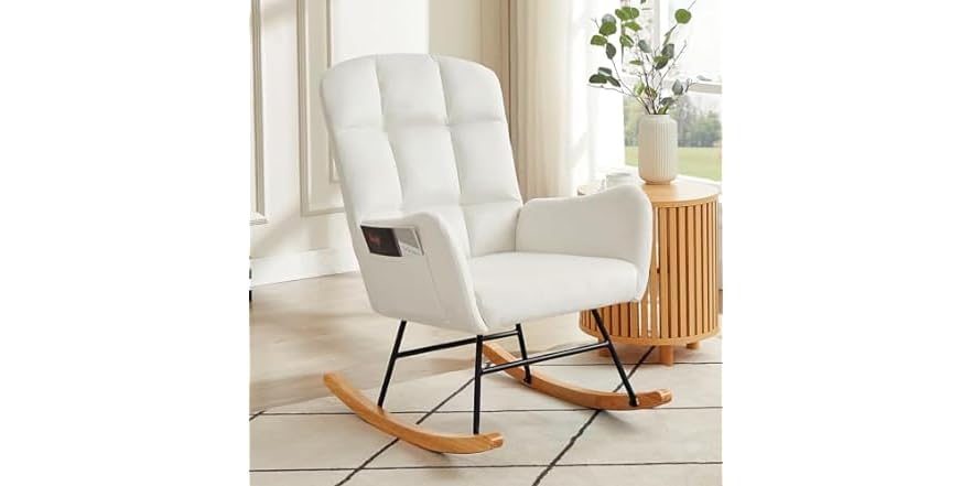 High Backrest Upholstered Rocking Chair