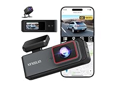 (NEW) Kingslim Dash Cam Front and Rear Camera 4K+1080P (Open Box)