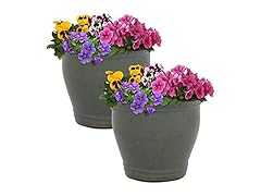 Sunnydaze Round Ceramic Planter - Set of 2, 11"