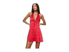 Princess Polly Lanier Satin Halter Plunging Mini Dress