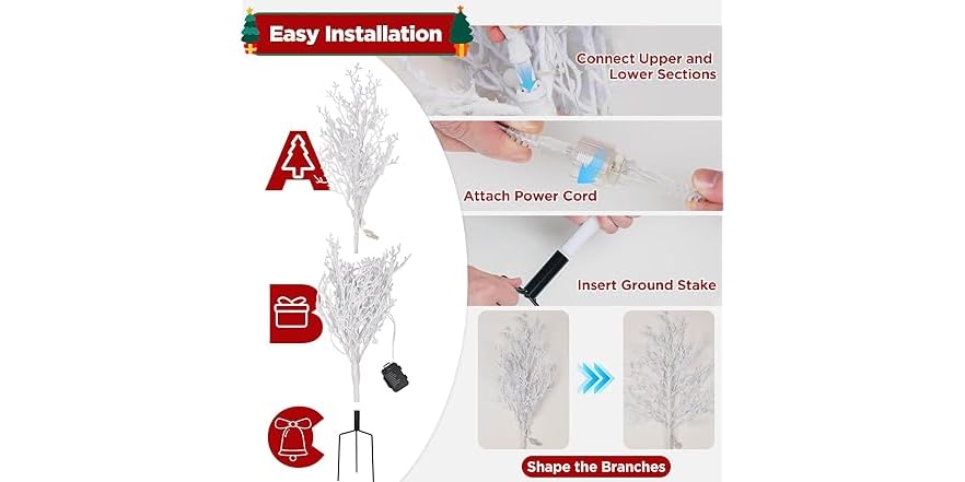 Brightever 3FT Small Christmas Tree with Lights, Pre-lit