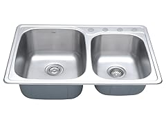 33" Topmount Double Bowl Kitchen Sink