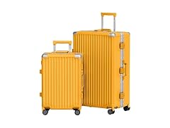 AnyZip Luggage Sets 2 Piece Aluminum Frame Carry On and Checked Suitcase PC ABS Hard Shell TSA Lock No Zipper(Orange, 20/28) (Open Box)