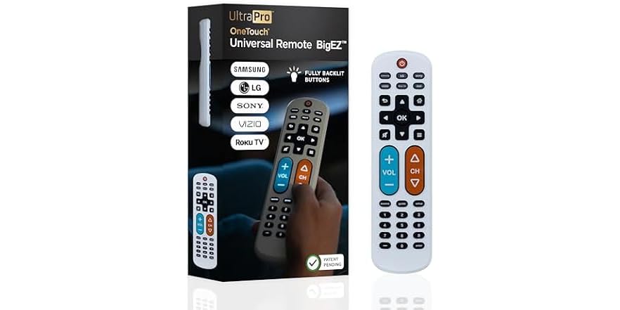 UltraPro BigEZ OneTouch Big Button Universal TV Remote for $10 + free shipping w/ Prime