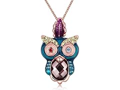 Colorful Crystal Owl Necklace- Pick Color