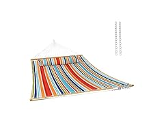 Sunnydaze Extra Large Quilted Hammock with Spreader Bars Caribbean Stripe