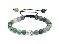 Moss Agate Gemstone Beaded Buddha Bracelet