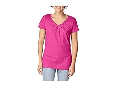 Hanes Womens Slub Cotton VNeck Tee (2XL) Amaranth