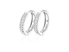 CZ Hoop Sterling Silver Earrings