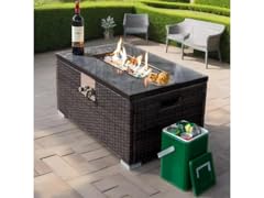 Ada 32" Brown Wicker Fire Table + Lid & Cover