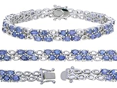6.50 CT Silver 2 Row Tanzanite Bracelet