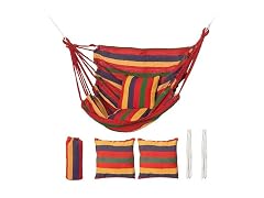 Gardenised Multicolor Striped Fabric Hanging Hammock Chair