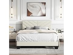 Platform Bed with Upholstered Headboard
