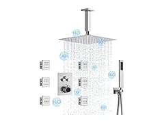 Shower System with Body Jets: EVERSTEIN, Brushed Nickel