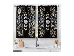 Boho Moon Floral Kitchen Curtains