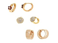 Gold & Crystyals Set of 3 Huggie Earrings