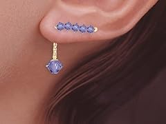 Gold Tanzanite Crystal Ear Pin Earrings