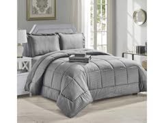 Luxury Home 8PC Down Alt Stripes Comforter Set
