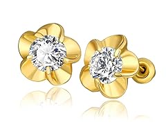 Flower Cubic Zirconia Stud Earring