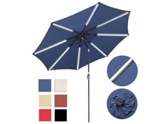 Yescom Solar Umbrella w/ Lights Tilt Market Umbrella 10ft 8-Rib