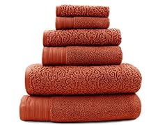 6-Piece Jacquard/Solid Baroque Towel Set