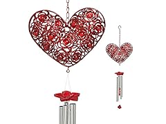 Filigree Heart Wind Chime - Red