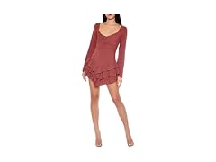 Forever 21  (S) Tiered Bell-Sleeve Dress Chestnut