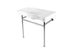 Kingston Brass 36" Ceramic Console Sink, White/Polished Nkl