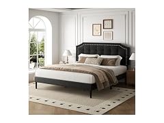 King Platform Bed Frame, Upholstered