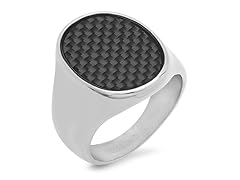 SS Ring w/ Black Carbon Fiber