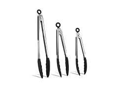 Stainless Steel Silicone Tipped Tongs Set