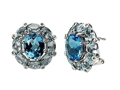 SS Blue Topaz Earrings w/ Omega Backs