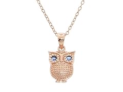 14K Rose Gold Plated Owl Pendant