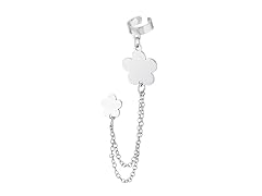 Polished Flower Post Cuff Drape Earring