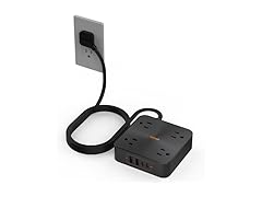 TESSAN 6ft Power Strip (4 Outlets, 4 USB)