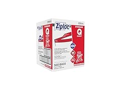 Ziploc Double Zipper Storage Bags, Quart, 500 Bags/Carton