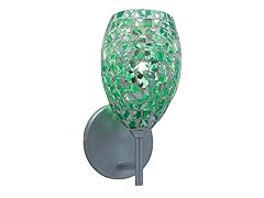 1-Light Emerald Mosaic Satin Nickel Wall Sconce