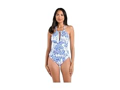 La Blanca Women (16) High Neck Keyhole Swimsuit