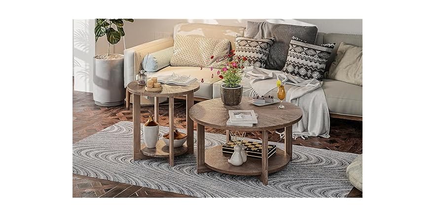 COZAYH Round Wood Coffee Table