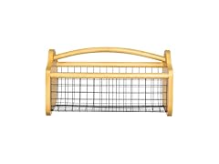 Gardenised Vintage Harvest Basket Pine Wood & Metal Mesh 