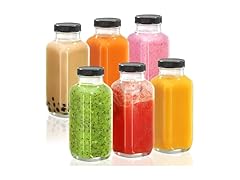 6 Pack Glass Juice Bottles With Lids