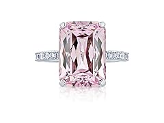 DoubleAccent Sterling Silver Ring Emerald Cut Ring