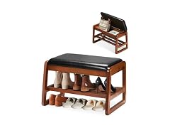 Solid Wood Shoe Rack with Flip-Top