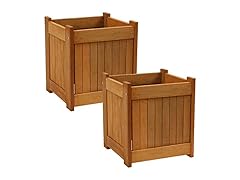Sunnydaze 16-Inch Square Planter Box Set of 2