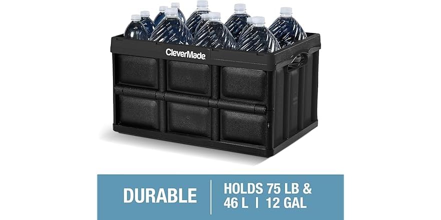 CleverMade Collapsible Storage Bins- Obsidian 3 PK 46L